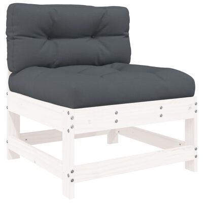 vidaXL Salon de jardin 5 pcs avec coussins blanc bois massif