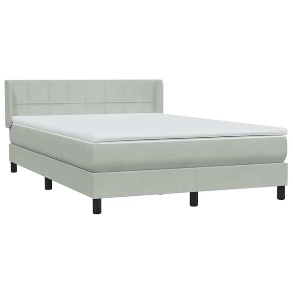 vidaXL Sommier &agrave; lattes de lit et matelas gris clair 140x220cm velours