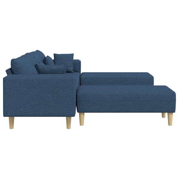 vidaXL Canap&eacute; avec coussin 3 pcs Bleu tissu