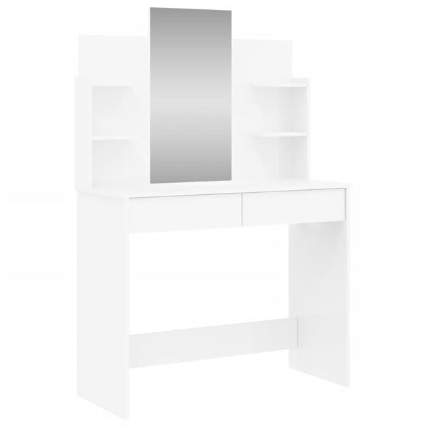 vidaXL Coiffeuse avec miroir blanc brillant 96x39x142 cm