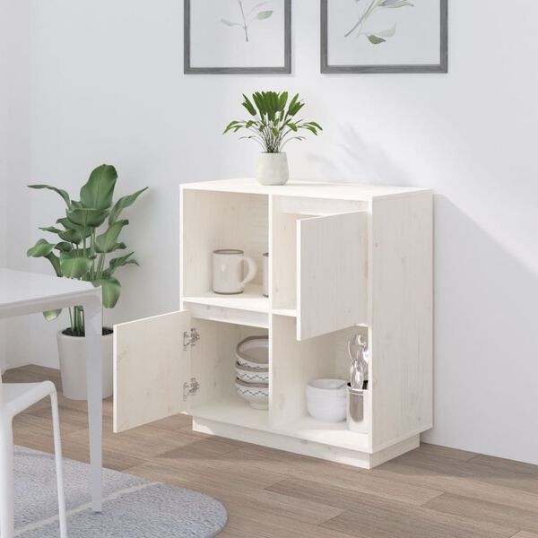 vidaXL Buffet blanc 74x35x80 cm bois massif de pin