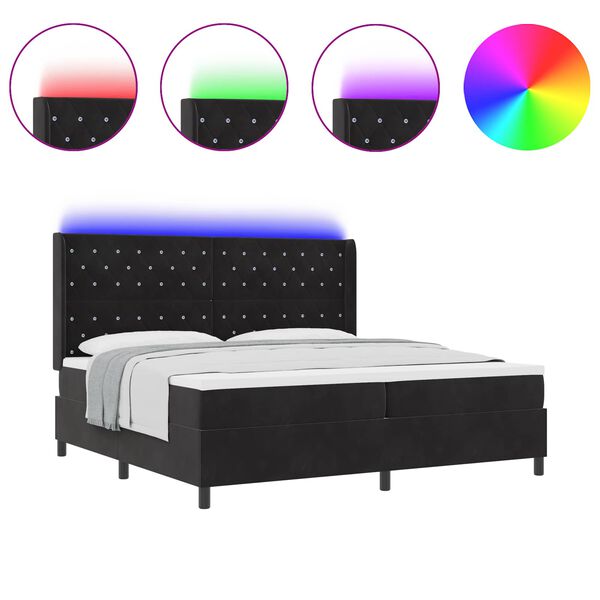 vidaXL Lit &agrave; ressorts avec matelas Noir 200 x 200 cm Velours