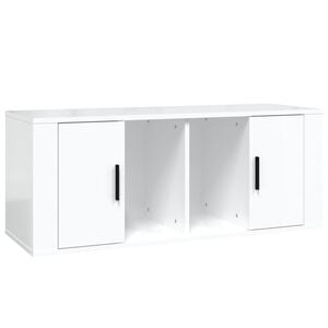 vidaXL Meuble TV Blanc brillant 100x35x40 cm Bois d'ing&eacute;nierie