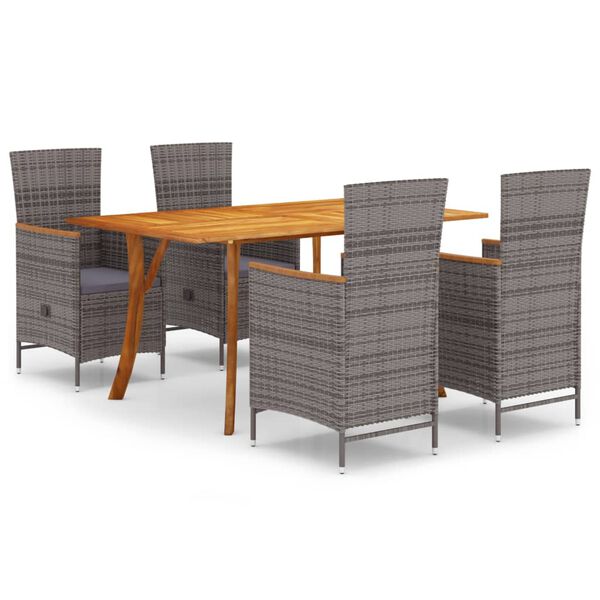 vidaXL Ensemble &agrave; manger de jardin 5 pcs Gris