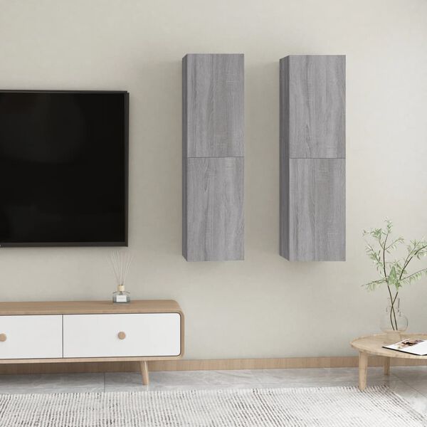 vidaXL Meubles TV muraux 2 pcs Sonoma gris 30,5x30x110 cm