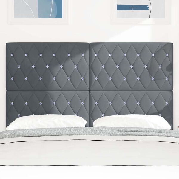 vidaXL T&ecirc;te de lit avec t&ecirc;te de lit Gris fonc&eacute; 144 cm Cuir synth&eacute;tique