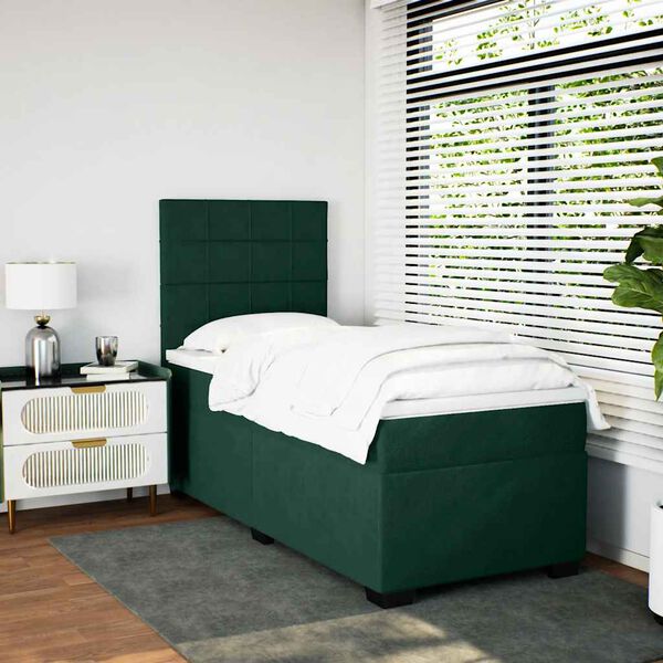vidaXL Sommier &agrave; lattes de lit avec matelas Vert fonc&eacute; 100x200 cm