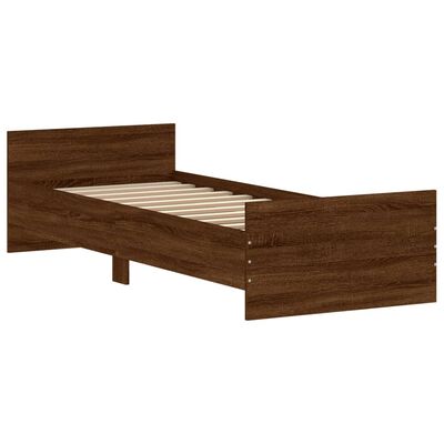 vidaXL Cadre de lit chêne marron 75x190cm petit simple bois ingénierie