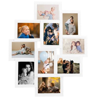 vidaXL Collage de cadres photo de photo 10x(10x15 cm) Blanc MDF