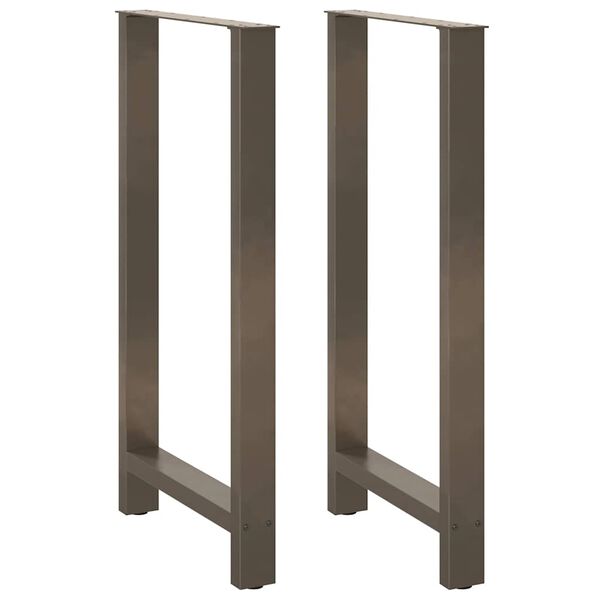vidaXL Pieds de table de bar en acier naturel, 2 pi&egrave;ces, 60 x (110-111) cm