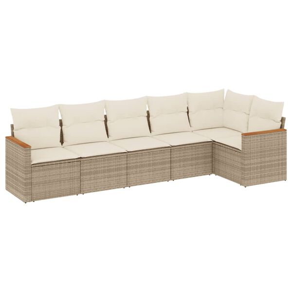 vidaXL Salon de jardin avec coussins 6 pcs beige r&eacute;sine tress&eacute;e