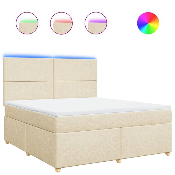 vidaXL Sommier &agrave; lattes de lit avec matelas Cr&egrave;me 180x200 cm Tissu