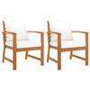 vidaXL Chaises de jardin lot de 2 et coussins cr&egrave;me bois massif acacia