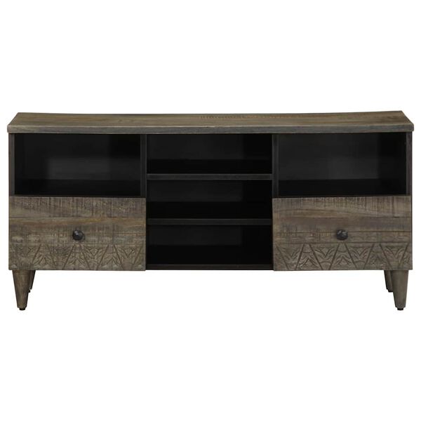 vidaXL Meuble TV noir 100x33x46 cm bois massif de manguier