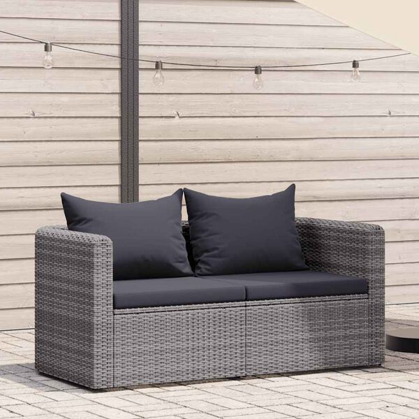 vidaXL Canap&eacute;s d'angle de jardin 2 pcs Gris R&eacute;sine tress&eacute;e