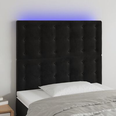 vidaXL Tête de lit à LED Noir 90x5x118/128 cm Velours