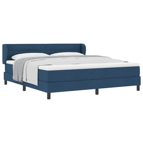 vidaXL Lit &agrave; ressorts avec matelas Bleu 180 x 200 cm tissu