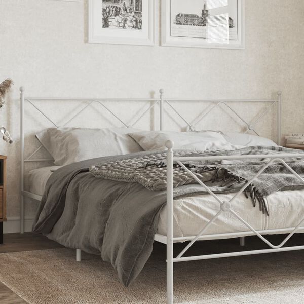 vidaXL T&ecirc;te de lit m&eacute;tal blanc 200 cm