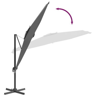 vidaXL Parasol cantilever à LED Anthracite 400x300 cm