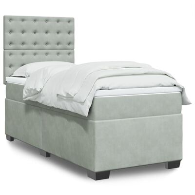 vidaXL Sommier à lattes de lit et matelas Gris clair 90x200 cm Velours