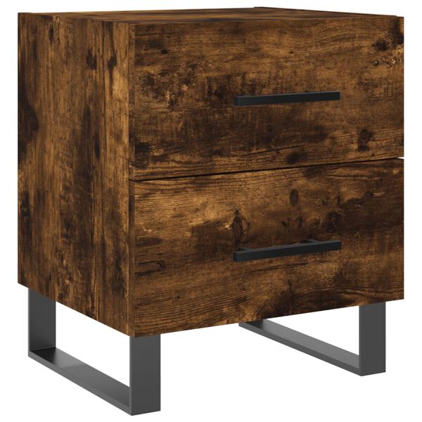 vidaXL Table de chevet ch&ecirc;ne fum&eacute; 40x35x47,5 cm bois d&rsquo;ing&eacute;nierie