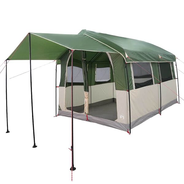 vidaXL Tente familiale avec toit Vert et blanc 324 x 255 x 230 cm