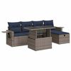 vidaXL Salon de jardin avec coussins 6pcs gris r&eacute;sine tress&eacute;e acacia