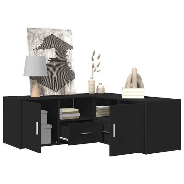 vidaXL Armoire d'angle noir 200x40x45 cm bois d&rsquo;ing&eacute;nierie