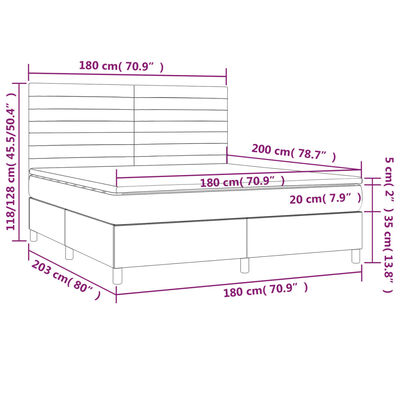 vidaXL Sommier à lattes de lit avec matelas Gris clair 180x200cm Tissu