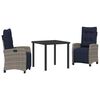 vidaXL Ensemble de salle &agrave; manger pour jardin 3 pc Gris polyrotin