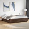 vidaXL Cadre de lit avec LED sans matelas ch&ecirc;ne marron 200x200 cm
