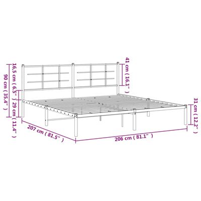 vidaXL Cadre de lit métal sans matelas et tête de lit blanc 200x200 cm