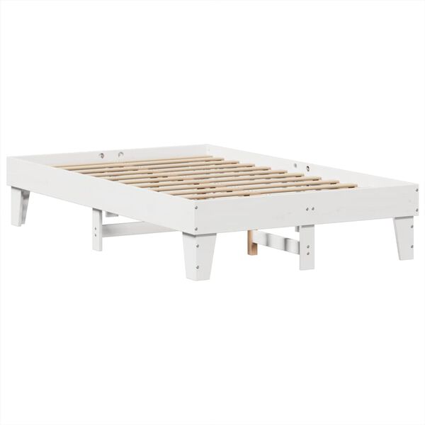 vidaXL Cadre de lit sans matelas blanc 135x190 cm bois de pin massif