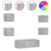 vidaXL Meuble TV muraux 5 pcs avec lumi&egrave;res LED gris b&eacute;ton