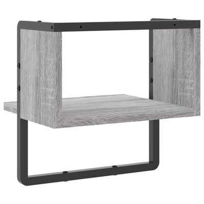 vidaXL Étagère murale avec barre sonoma gris 30x25x30 cm