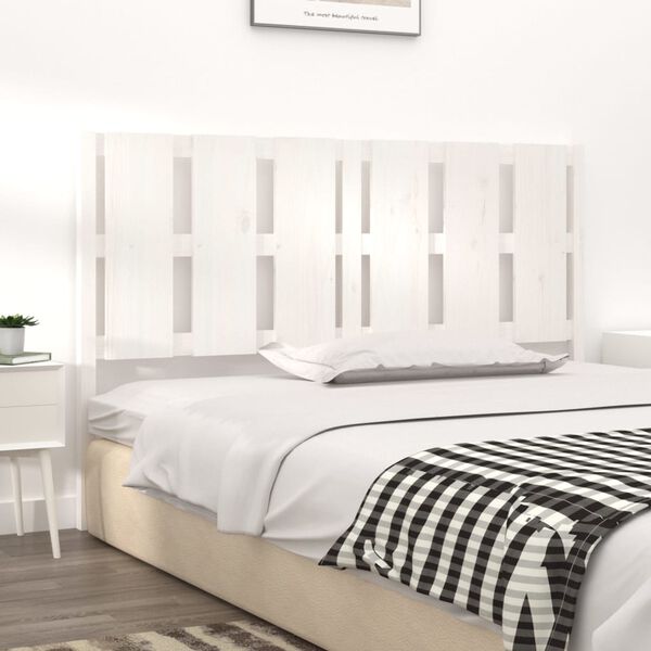 vidaXL T&ecirc;te de lit blanc 155,5x4x100 cm bois massif de pin