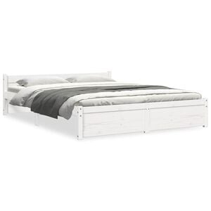 vidaXL Cadre de lit sans matelas blanc bois massif 140x200 cm