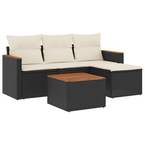 vidaXL Salon de jardin 5 pcs avec coussins noir r&eacute;sine tress&eacute;e
