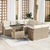 vidaXL Ensemble de canap&eacute; de jardin 9 pcs Beige Poly rotin