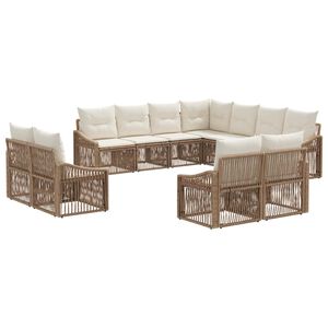 vidaXL Ensemble de canap&eacute; de jardin 11 pc Beige polyrotin