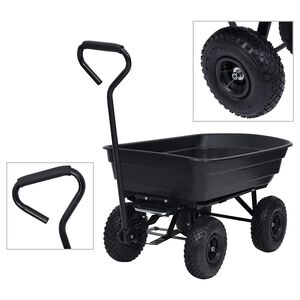 vidaXL Chariot &agrave; main &agrave; bascule de jardin 300 kg 75 L Noir