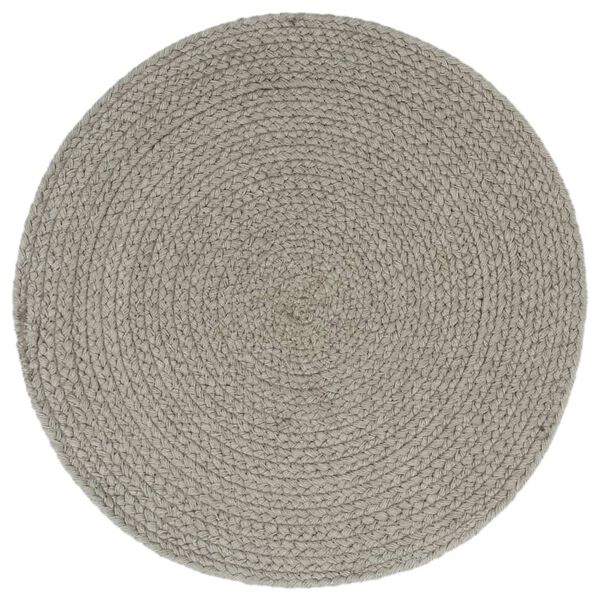 vidaXL Napperons 6 pcs Gris Plain 38 cm Rond Coton