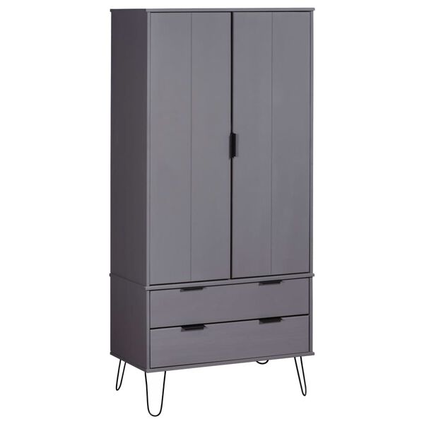 vidaXL Garde-robe New York Gris Bois de pin massif