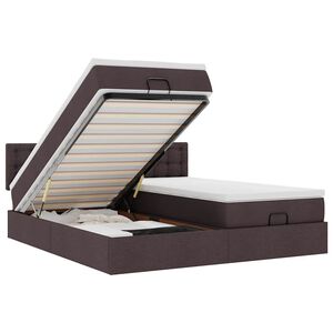 VidaXL Cadre de lit ottoman avec matelas marron fonc&eacute; 160x200 cm tissu