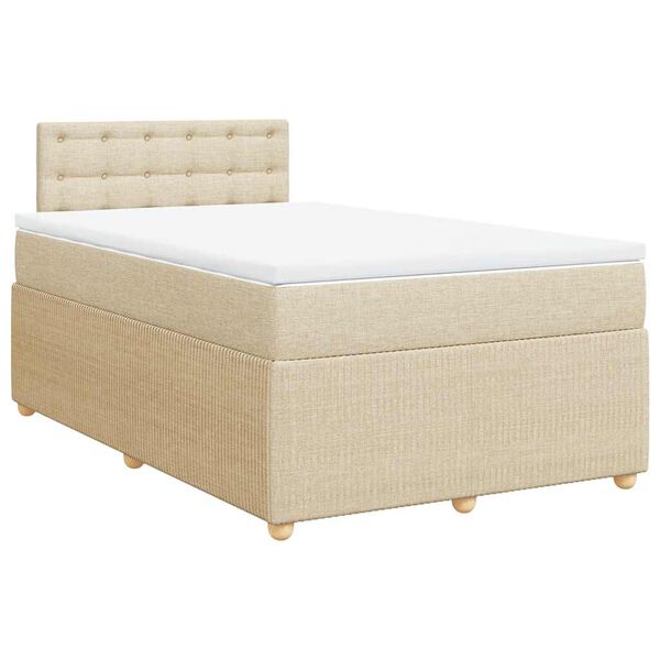 vidaXL Sommier &agrave; lattes de lit avec matelas cr&egrave;me 120x190 cm tissu
