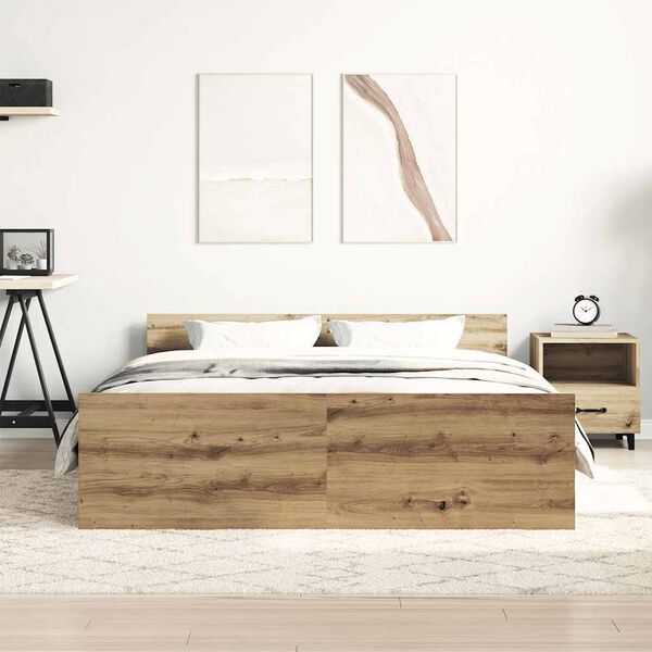 vidaXL Cadre de lit sans matelas ch&ecirc;ne artisanal 140x200 cm