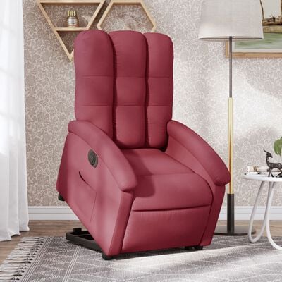 vidaXL Fauteuil inclinable électrique rouge bordeaux tissu