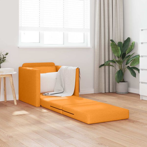 vidaXL Canap&eacute;-lit 2 en 1 jaune fonc&eacute; 112x174x55 cm tissu