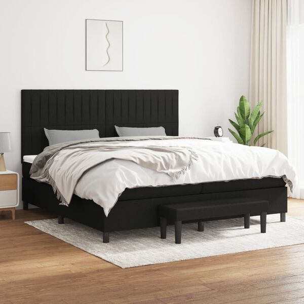 vidaXL Sommier &agrave; lattes de lit avec matelas Noir 200x200 cm Tissu