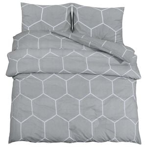 vidaXL Ensemble de housse de couette gris et blanc 200x200 cm coton